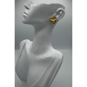 Mayamar Embellished Heart Earrings Women OS Gold Crystal Studs MSRP $108